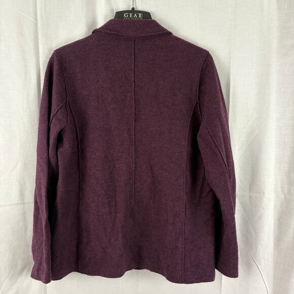 Eileen Fisher Purple Merino Wool Cardigan Sweater Large - Picture 2 of 7